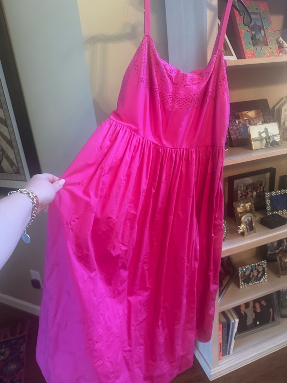 GAP Hot Pink Midi Sundress with Eyelet Bodice